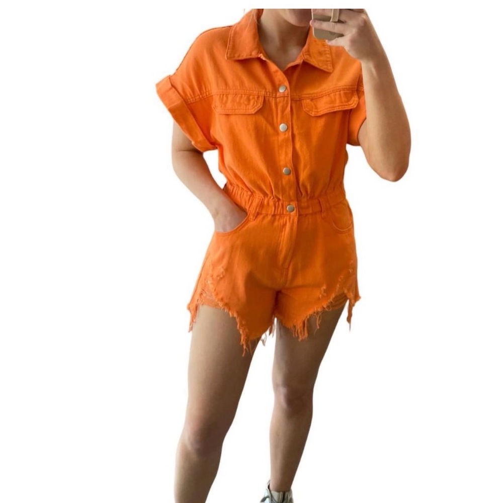 NWT Idem Ditto Orange Romper | Medium